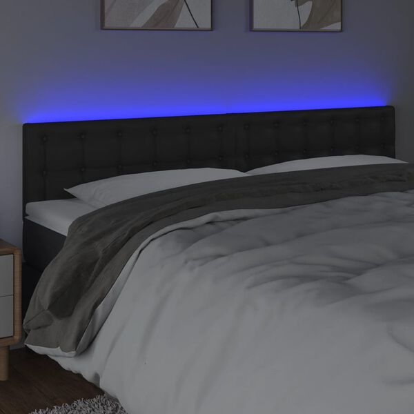 vidaXL fekete műbőr LED-es fejtámla 160 x 5 x 78/88 cm