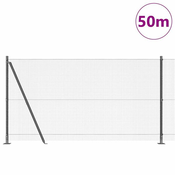 vidaXL Ker&iacute;t&eacute;soszlop Sz&uuml;rke 50 x 1,2 m (16 x 16 mm h&aacute;l&oacute;) Ac&eacute;l &eacute;s PVC