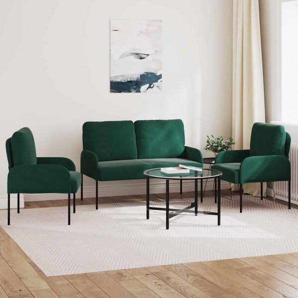 vidaXL &Uuml;lőgarnit&uacute;r&aacute;k p&aacute;rn&aacute;val 3 pcs S&ouml;t&eacute;tz&ouml;ld 115 x 56 x 80 cm Furn&eacute;r