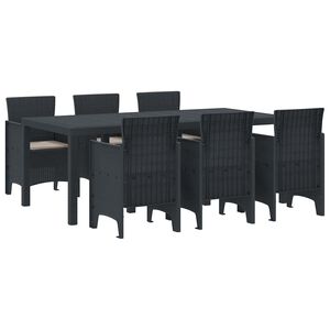 vidaXL Kert étkező szett 7 pcs Antracit Polt rattan