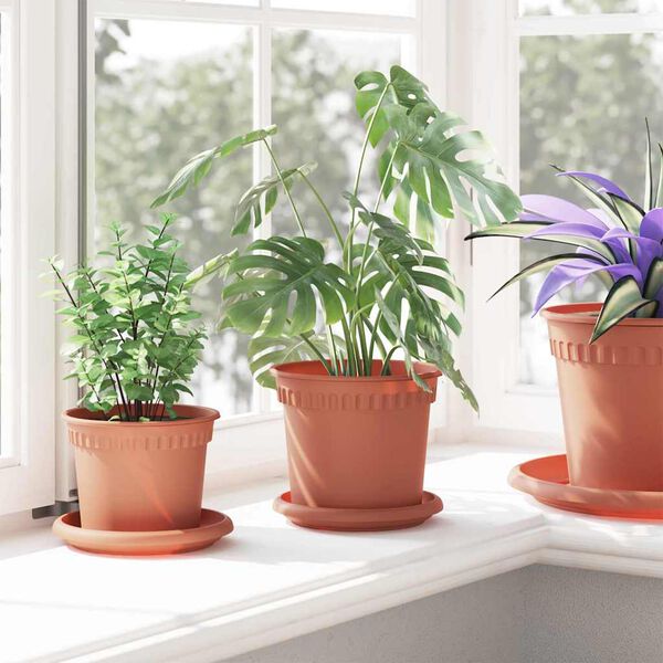 vidaXL Kerek Vir&aacute;gcser&eacute;p 24 pcs T&eacute;gla V&ouml;r&ouml;s &Oslash; 15 x 12 cm Műanyag