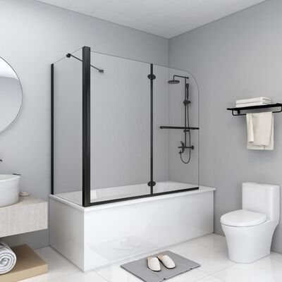 vidaXL fekete ESG zuhanykabin összecsukható ajtóval 120 x 68 x 130 cm