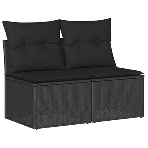 vidaXL 2 r&eacute;szes fekete polyrattan ak&aacute;cfa kerti &uuml;lőgarnit&uacute;ra p&aacute;rn&aacute;val