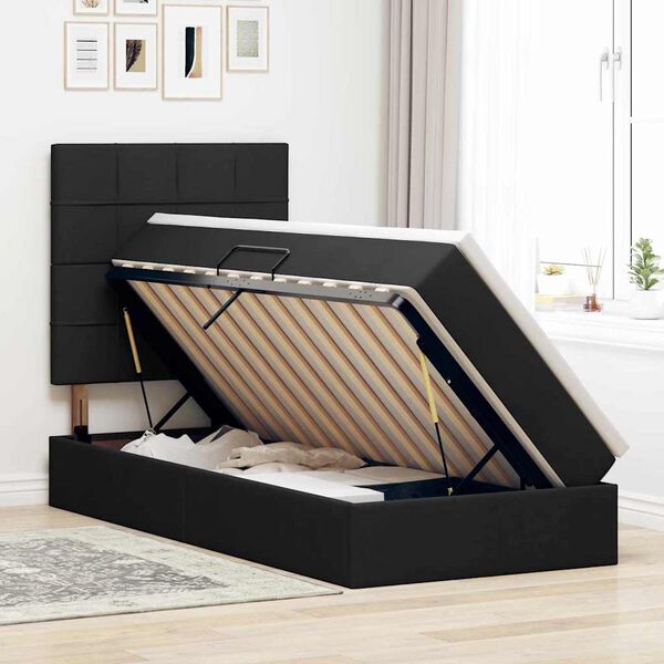 vidaXL &Aacute;gy t&aacute;rol&oacute;val &eacute;s LED l&aacute;mp&aacute;val Fekete 100 x 200 cm Poli&eacute;szter