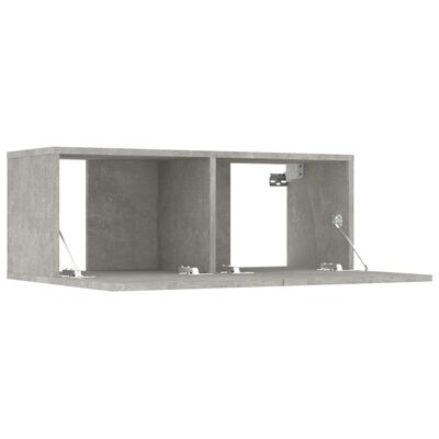 vidaXL 2 db betonszürke szerelt fa fali TV-szekrény 80 x 30 x 30 cm