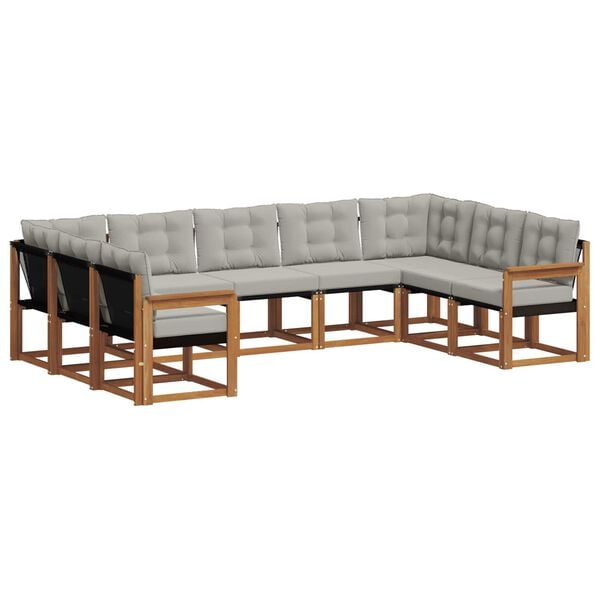 vidaXL K&uuml;lt&eacute;ri kanap&eacute; szett 9 pcs Term&eacute;szetes &eacute;s Vil&aacute;gossz&uuml;rke