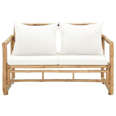 vidaXL kétszemélyes bambusz kerti kanapé párnákkal