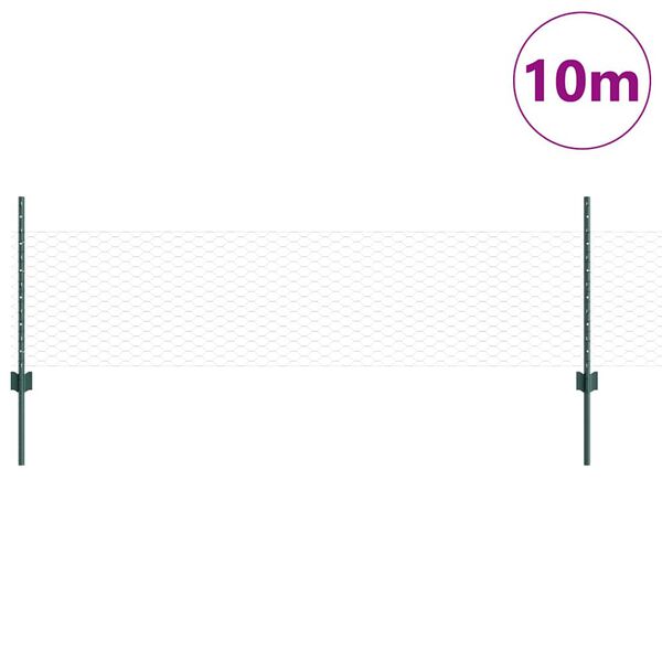 vidaXL Ker&iacute;t&eacute;s oszlopokkal Z&ouml;ld 0,5 x 10 m Ac&eacute;l &eacute;s PVC