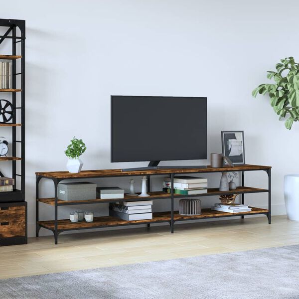 vidaXL f&uuml;st&ouml;s t&ouml;lgy sz&iacute;nű szerelt fa &eacute;s f&eacute;m TV-szekr&eacute;ny 200x30x50 cm