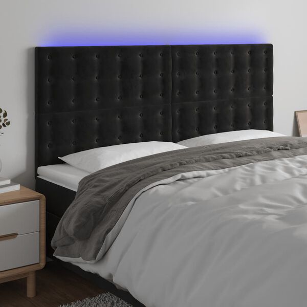 vidaXL fekete b&aacute;rsony LED-es fejt&aacute;mla 180x5x118/128 cm