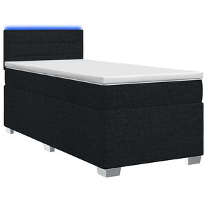 vidaXL Boxspring &aacute;gy matraccal &eacute;s LED-del Fekete 100 x 200 cm Sz&ouml;vet