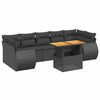 vidaXL 8 r&eacute;szes fekete polyrattan kerti &uuml;lőgarnit&uacute;ra p&aacute;rn&aacute;kkal