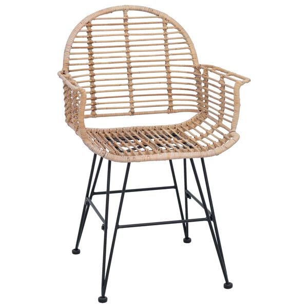 vidaXL Étkezőszék 2 pcs Természetes 57 x 54.5 x 85 cm Rattan és Vas