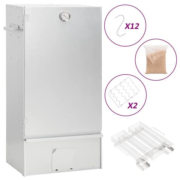 vidaXL horganyzott acél BBQ füstölőkemence hidegfüst-generátorral