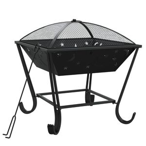 vidaXL ac&eacute;l XXL m&eacute;retű tűzt&aacute;l piszkavassal 50 cm