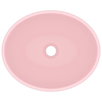 vidaXL ovális matt rózsaszín kerámia luxus mosdókagyló 40 x 33 cm