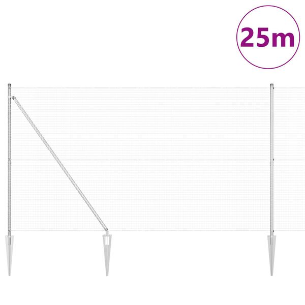 vidaXL Ker&iacute;t&eacute;soszlop Ez&uuml;st 25 x 1,6 m (25 x 25 mm h&aacute;l&oacute;) Ac&eacute;l