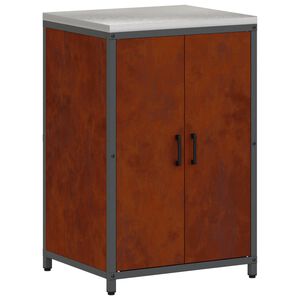 vidaXL Konyhai T&aacute;rol&aacute;s polcokkal ajt&oacute;val Rozsd&aacute;s 60 x 50 x 92 cm Ac&eacute;l