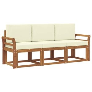 vidaXL K&uuml;lt&eacute;ri kanap&eacute; szett p&aacute;rn&aacute;val 3 pcs Term&eacute;szetes &eacute;s kr&eacute;msz&iacute;nű