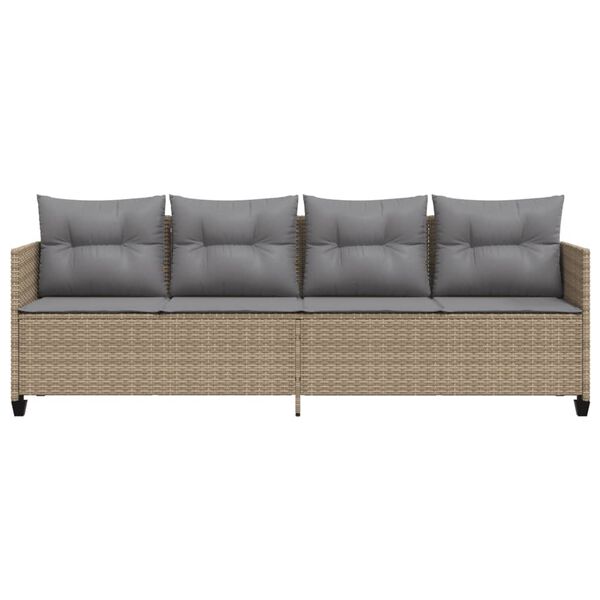 vidaXL bézs polyrattan napozóágy párnával