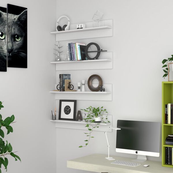 vidaXL 4 db feh&eacute;r forg&aacute;cslap fali polc 80 x 11,5 x 18 cm