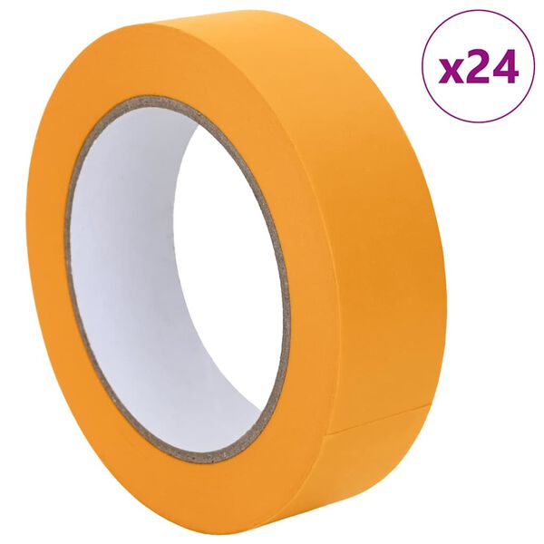 vidaXL Festő Maszkol&oacute; Szalagok 24 pcs S&aacute;rga 30mm x 50m Pap&iacute;r
