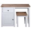 vidaXL fehér kétrészes panama stílusú tömör fenyőfa fésülködőasztal