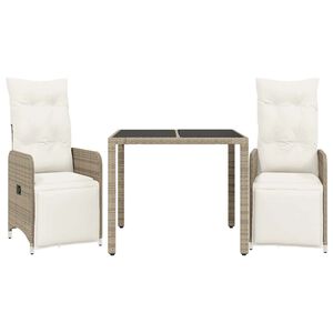 vidaXL 3 r&eacute;szes barna polyrattan kerti bisztr&oacute;garnit&uacute;ra p&aacute;rn&aacute;kkal