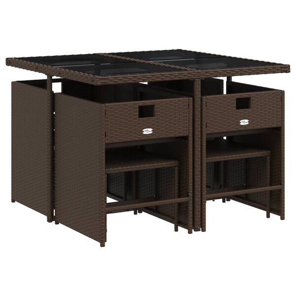 vidaXL 9 r&eacute;szes barna polyrattan kerti &eacute;tkezőgarnit&uacute;ra p&aacute;rn&aacute;kkal