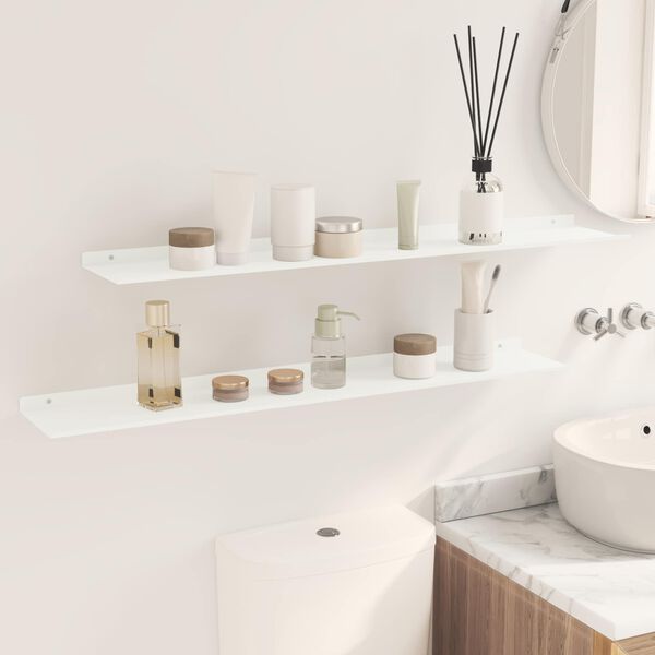 vidaXL Lebegő polc Falra szerelhető 2 pcs Feh&eacute;r 100 x 18 x 2,5 cm Ac&eacute;l