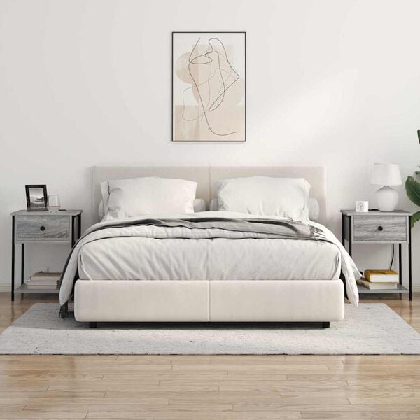 vidaXL &Eacute;jjeliszekr&eacute;ny 2 pcs Sz&uuml;rke Sonoma 42 x 41 x 56 cm Faanyag