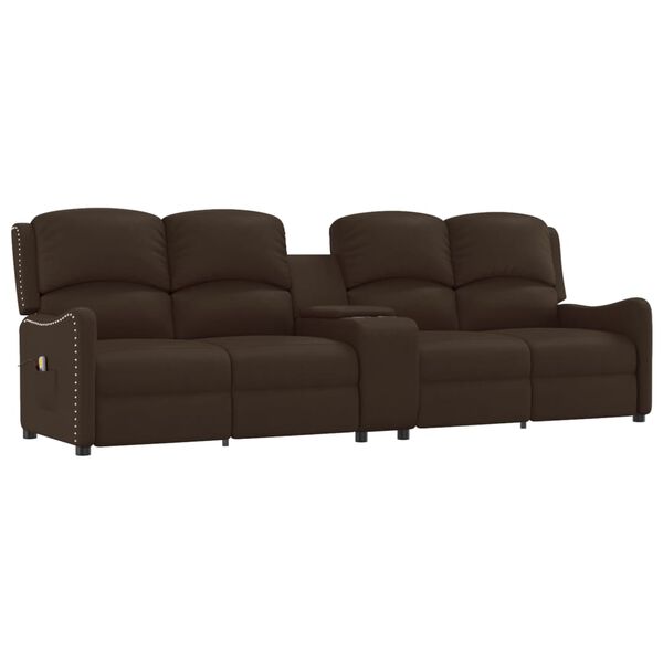 vidaXL 4 szem&eacute;lyes f&eacute;nyes barna műbőr massz&aacute;zsfotel poh&aacute;rtart&oacute;val