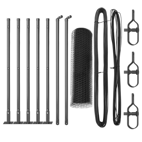 vidaXL Kerítésoszlop Szürke 10 x 0,5 m (13 mm háló) Acél és PVC
