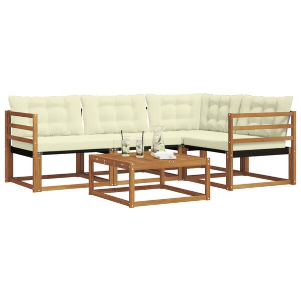 vidaXL K&uuml;lt&eacute;ri kanap&eacute; szett p&aacute;rn&aacute;val 5 pcs Term&eacute;szetes &eacute;s kr&eacute;msz&iacute;nű