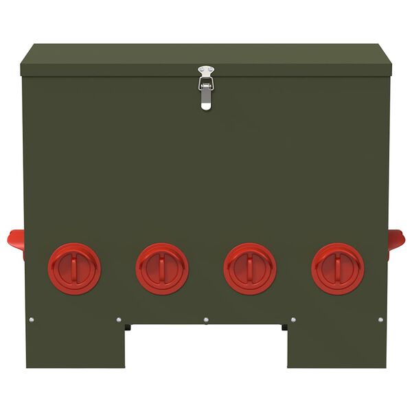 vidaXL Csirke etető Olajz&ouml;ld 60,5 x 29 x 51 cm Hidegen Hengerelt Ac&eacute;l