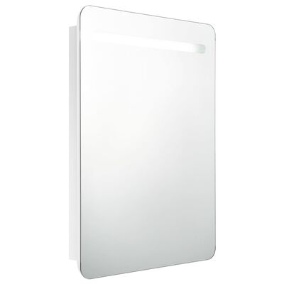 vidaXL fényes fehér LED-es tükrös fürdőszobaszekrény 60 x 11 x 80 cm