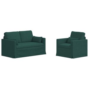 vidaXL Kanap&eacute; Szett 2 pcs S&ouml;t&eacute;tz&ouml;ld 139 x 78 x 80 cm sz&ouml;vet