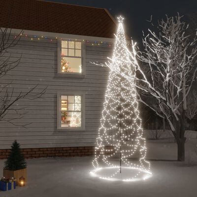 vidaXL hideg fehér 1400 LED-es karácsonyfa fémoszloppal 5 m