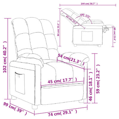 vidaXL tópszínű szövet dönthető fotel