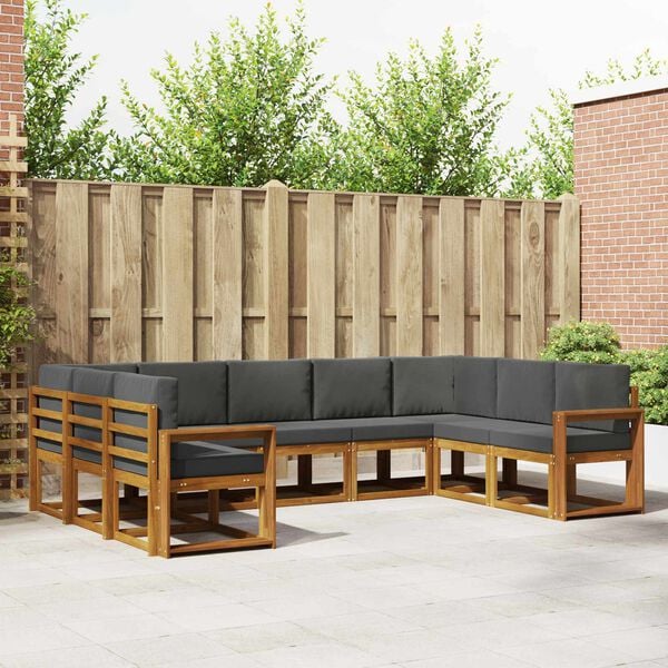 vidaXL K&uuml;lt&eacute;ri kanap&eacute; szett p&aacute;rn&aacute;val 9 pcs Term&eacute;szetes &eacute;s antracit