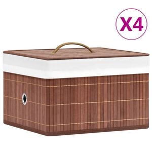 vidaXL 4 db barna bambusz t&aacute;rol&oacute;doboz