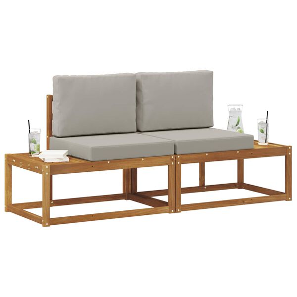 vidaXL K&uuml;lt&eacute;ri v&eacute;gleges kanap&eacute; 2 Darab Term&eacute;szetes &eacute;s Vil&aacute;gossz&uuml;rke