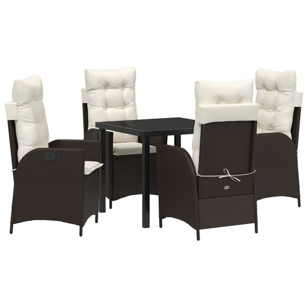 vidaXL Kert &eacute;tkező szett p&aacute;rn&aacute;val 5 pcs Barna polirattan