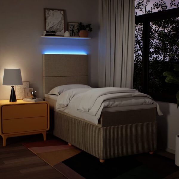 vidaXL kr&eacute;msz&iacute;nű sz&ouml;vet rug&oacute;s &aacute;gy matraccal 90 x 200 cm