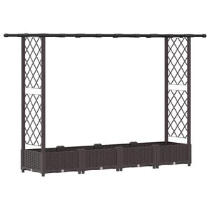 vidaXL Magas&iacute;tott &Aacute;gy Trellis-szel &eacute;s Tetővel Barna 203 x 40 x 123 cm