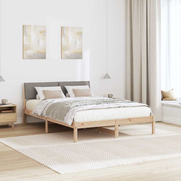 vidaXL &Aacute;gykeret fejt&aacute;ml&aacute;val Barna &eacute;s taupe 150 x 200 cm T&ouml;m&ouml;r fenyőfa