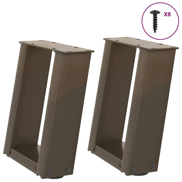 vidaXL 2 db U alak&uacute; nat&uacute;r ac&eacute;l doh&aacute;nyz&oacute;asztal l&aacute;b 30x(30-31) cm