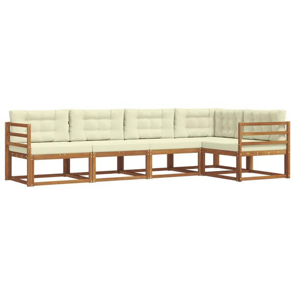 vidaXL K&uuml;lt&eacute;ri kanap&eacute; szett p&aacute;rn&aacute;val 5 pcs Term&eacute;szetes &eacute;s kr&eacute;msz&iacute;nű