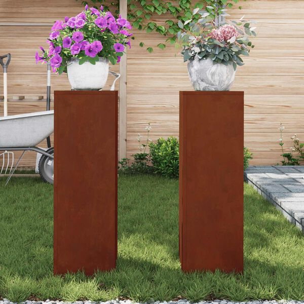vidaXL N&ouml;v&eacute;ny&aacute;llv&aacute;ny 2 pcs Rozsd&aacute;s 24 x 24 x 75 cm Időj&aacute;r&aacute;s&aacute;ll&oacute; ac&eacute;l