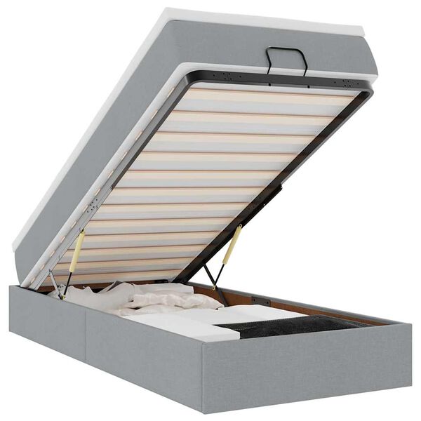 vidaXL Ottomán ágykeret matraccal világosszürke 80x200cm szövet